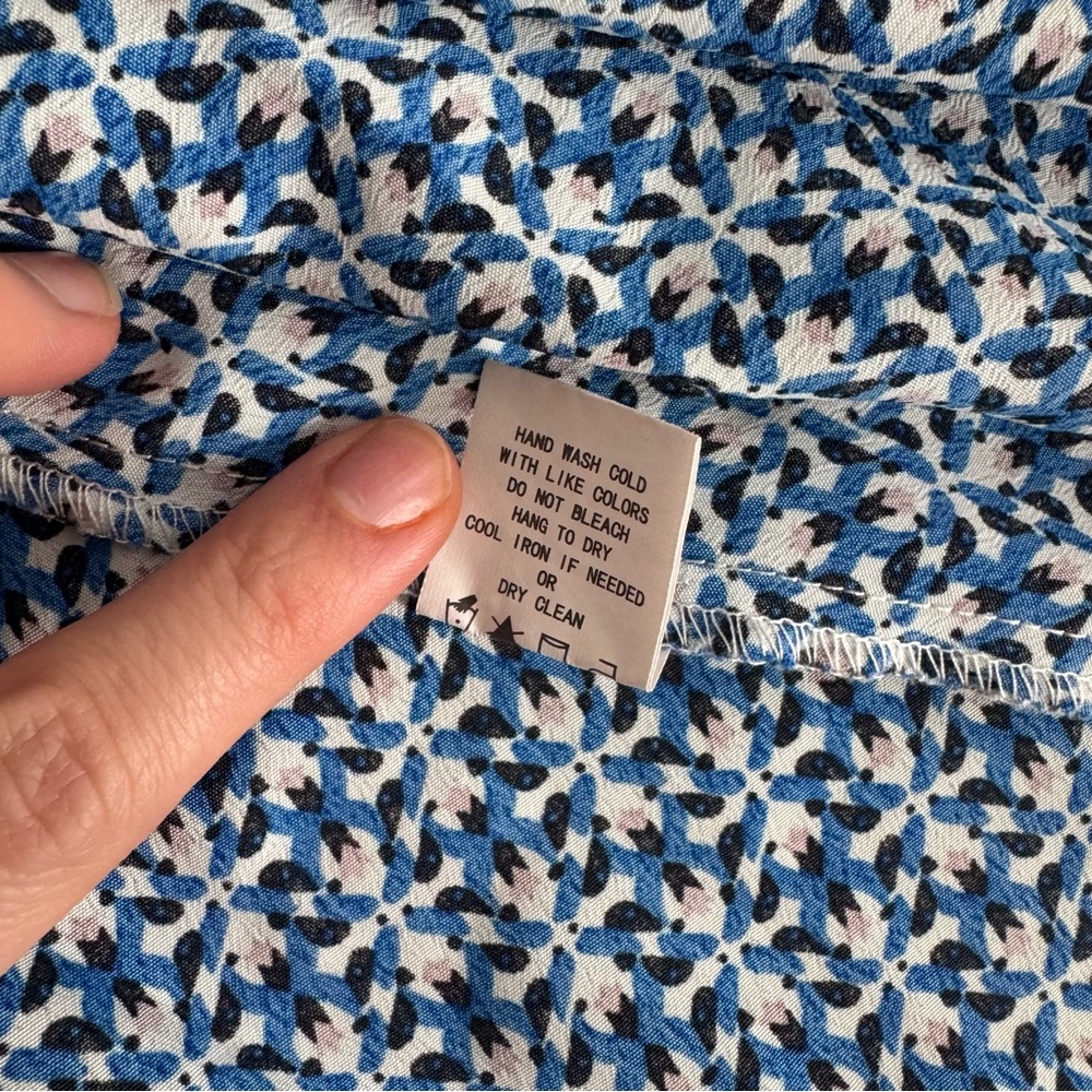 EUC - Melloday - Elegant Blue Patterned Women's Belted Midi Dress with Collar - Picture 11 of 11